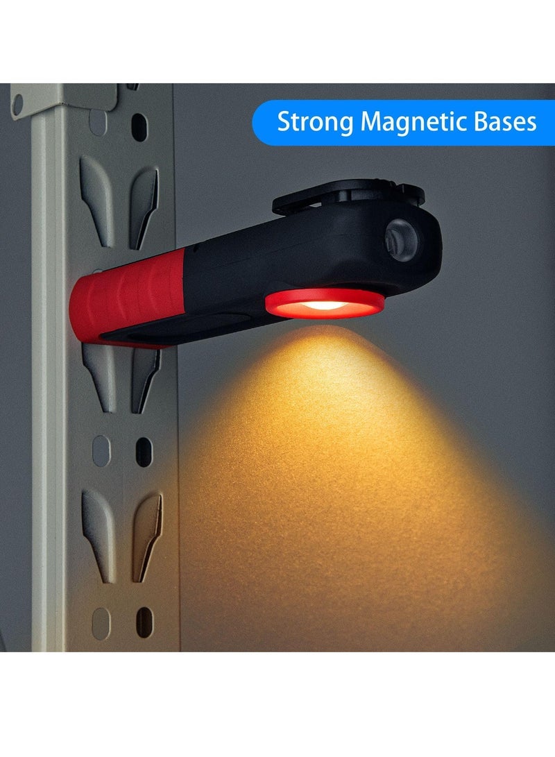 LED Work Light 500 Lumens Portable Rechargeable Magnetic Work Light with Hanging Hook Waterproof COB Keychain WorkLight 4 Light Modes Type C Charge Strong Magnet Base for Camping Repairing Grill - Image 5